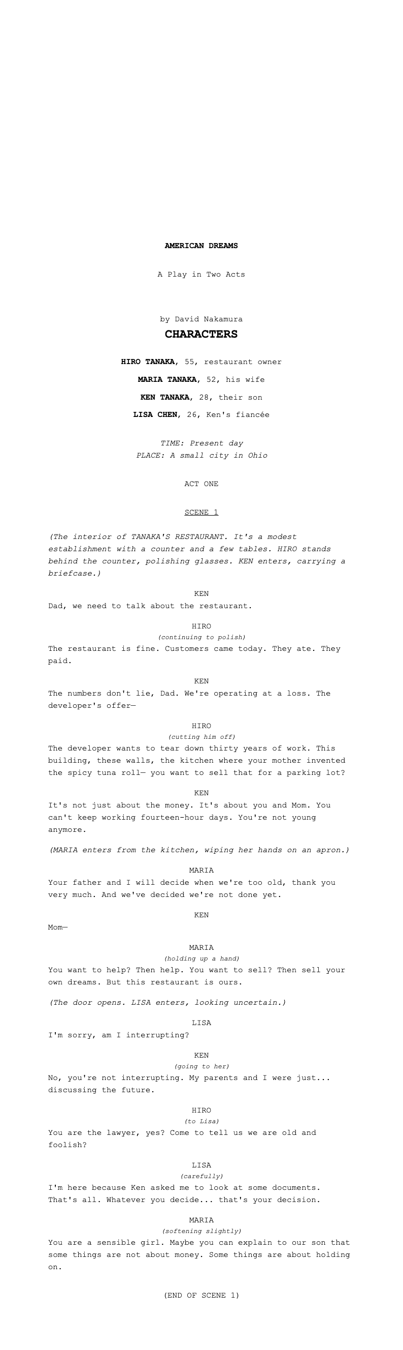 Dramatists Guild standard stage play script